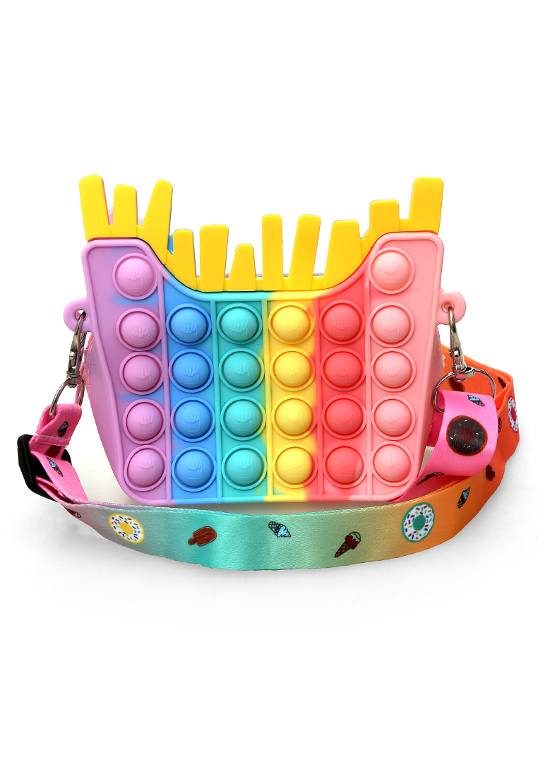 Hamlin Shane Tas Selempang Anak Wanita Sling Bag Pop It Desain Kentang Makaron 2 Material Silicone O