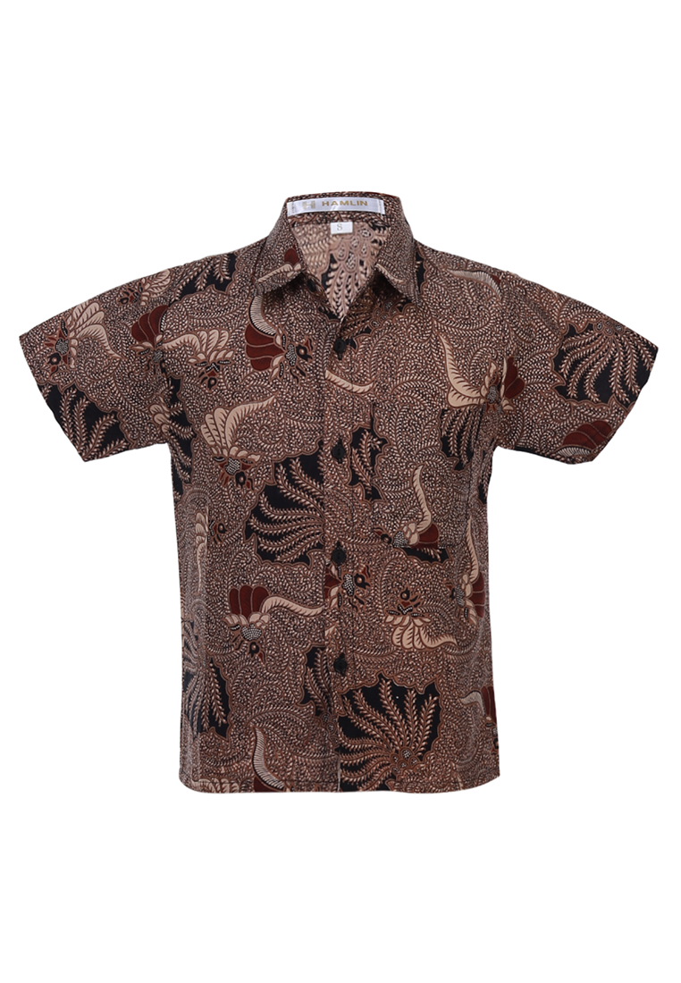 Hamlin Lucas Kemeja Formal Batik Anak Laki-laki Lengan Pendek Motif Kerang Kids Traditional Shirt Ma