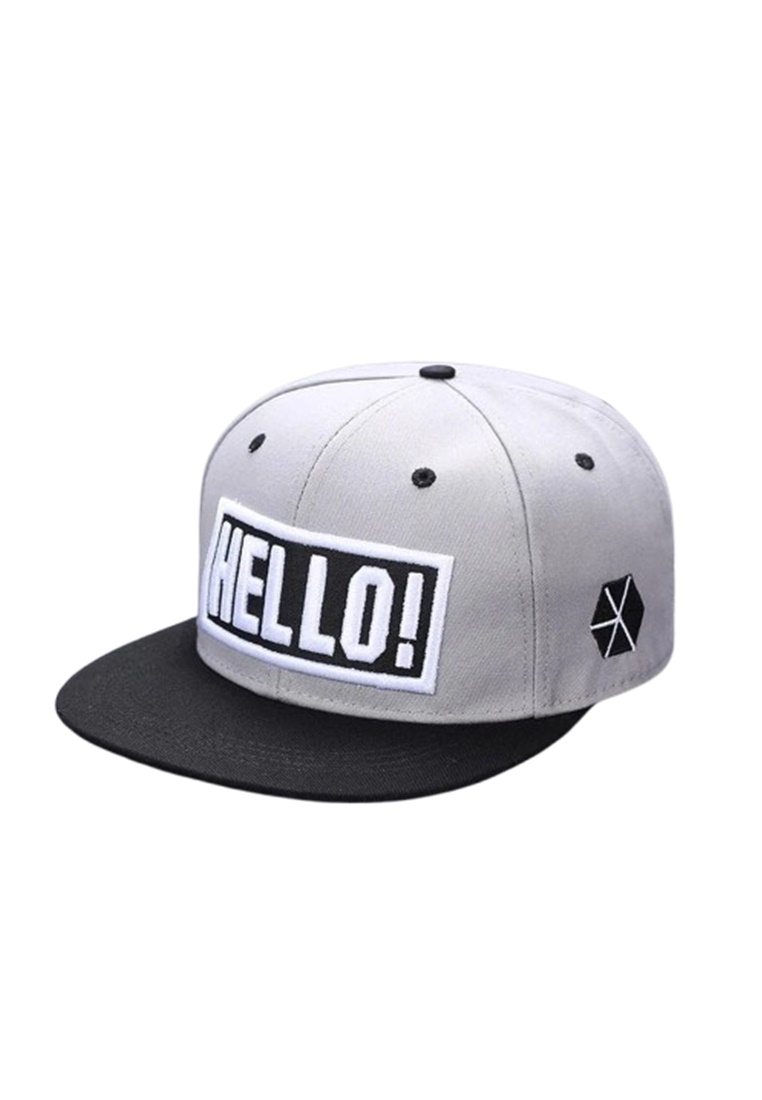Hamlin Topi Snapback Hat Hip-Hop Casual Bordir Hello! ORIGINAL - Black Gray