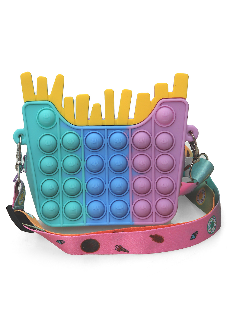 Hamlin Shane Tas Selempang Anak Wanita Sling Bag Pop It Desain Kentang Makaron 3 Material Silicone O
