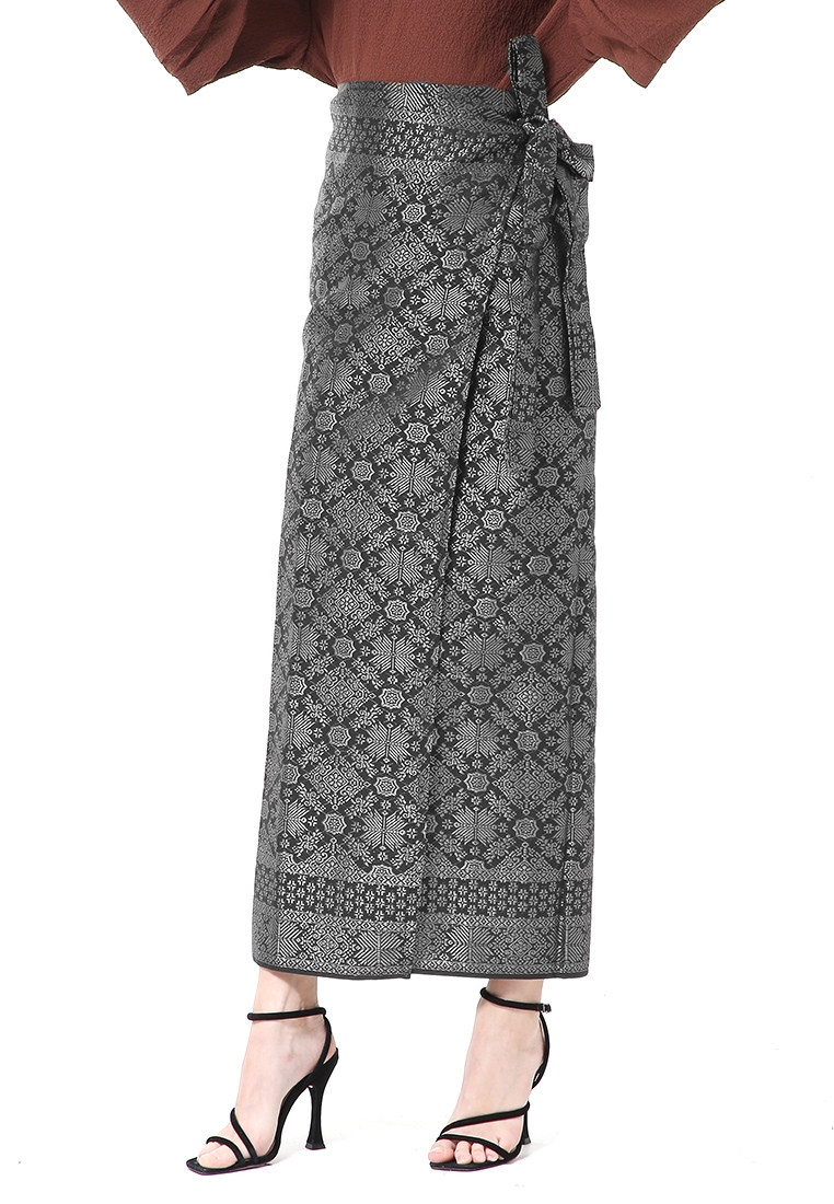 Hamlin Olaf Rok Lilit Songket Batik Wanita Uniqe Design Material Viscose ORIGINAL - Black