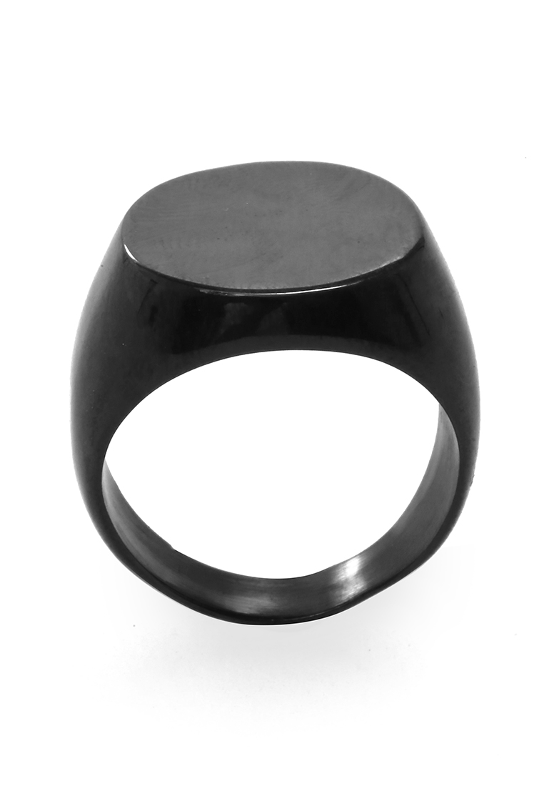 Hamlin Daisy Cincin Signet Ring Desain Oval Aksesoris Pria Wanita Material Titanium ORIGINAL - Black