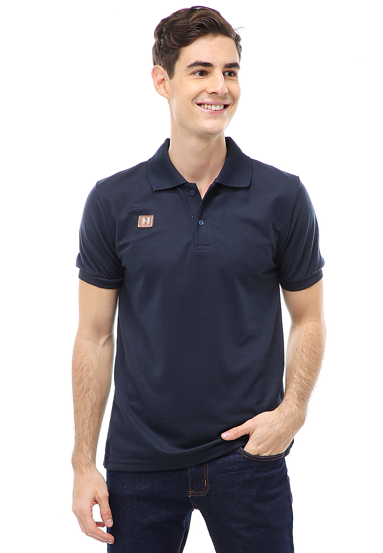 Hamlin Jack Atasan Formal Pria T-Shirt Kaos Polo Polos Lengan Pendek Material Cotton ORIGINAL - Navy