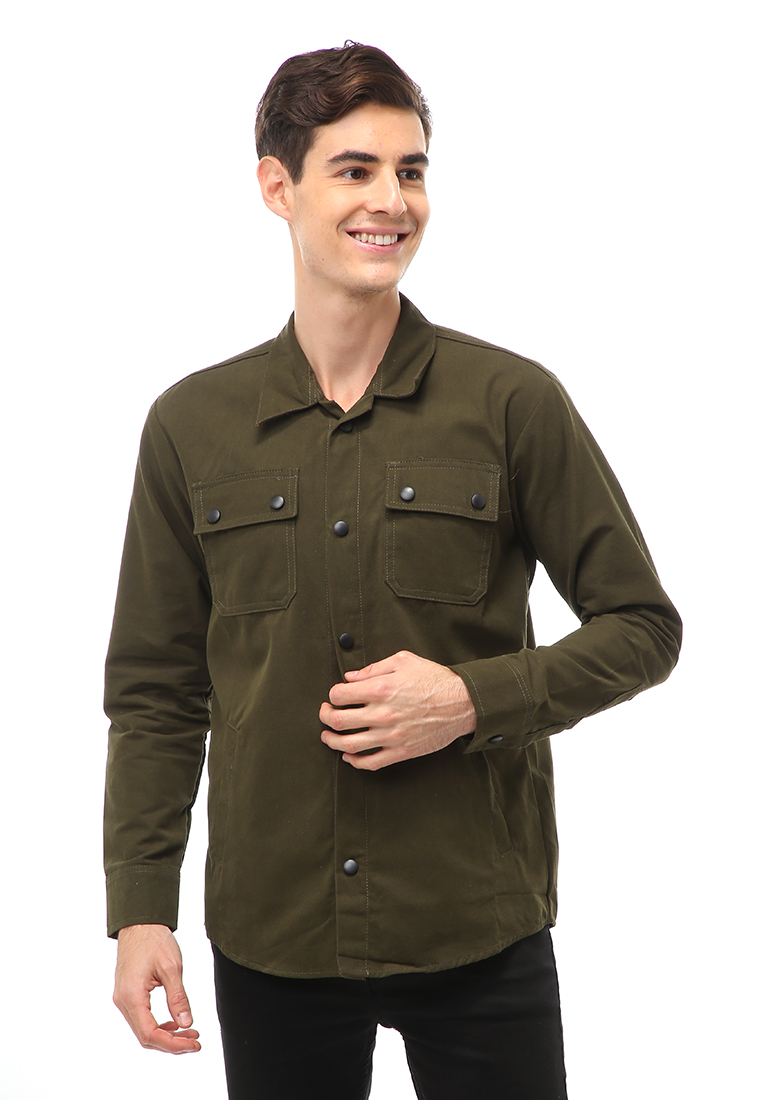 Hamlin Clover Outerwear Jacket Pria Simple Design Material Canvas Suede ORIGINAL - Army