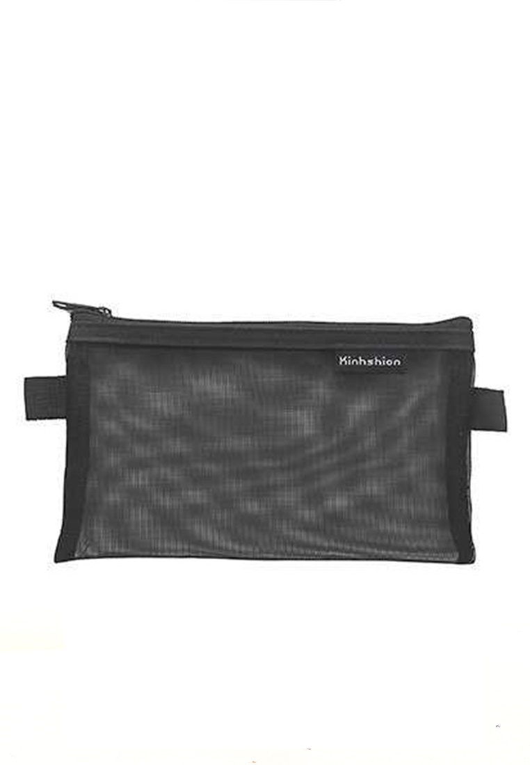 Hamlin Elmar Tas Make Up Wanita Kosmetik Design Transparent Mesh Flat Multifungsi Material Nylon ORI