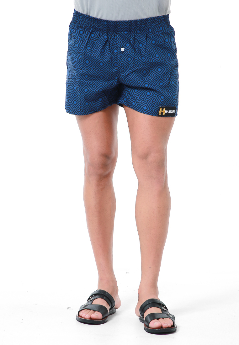 Hamlin Grissham Celana Pendek Pria Short Boxer Motif Batik Material Cotton ORIGINAL - Blue
