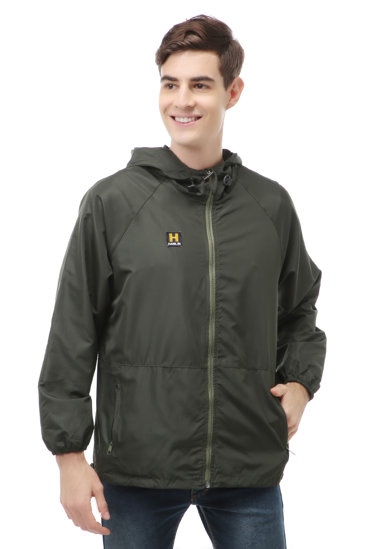 Hamlin Clover Outerwear Jacket Hoodie Pria Jaket Olahraga Material Parasut ORIGINAL - Army