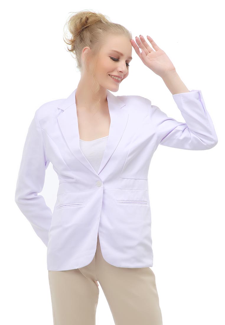 Hamlin Qemsya Outer Blazer Kasual Formal Wanita Lengan Panjang Material Wool Twist ORIGINAL