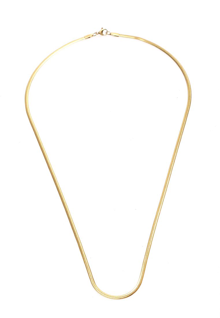 Hamlin Ainsley Aksesoris Fashion Kalung Pria Wanita Necklace Desain Rantai Pipih Material Titanium O
