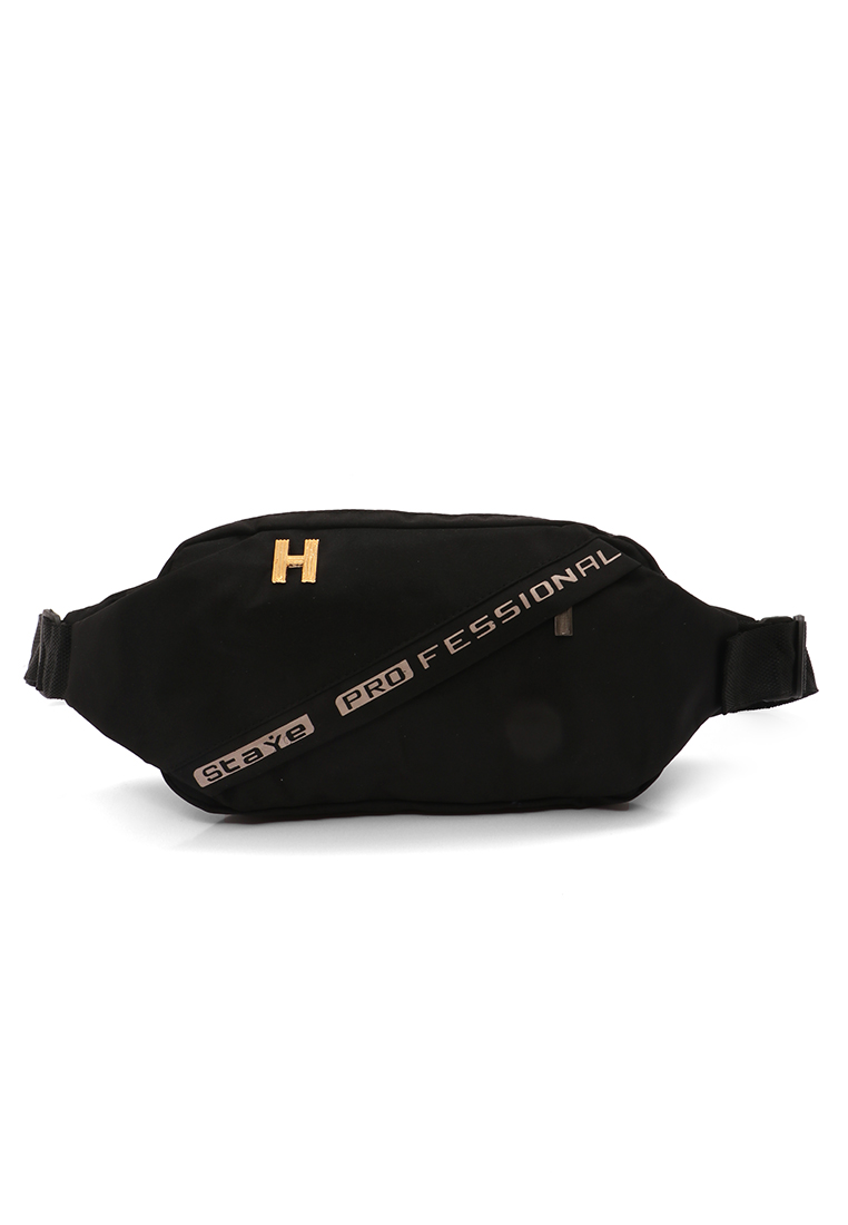 Hamlin Atera Waistbag Pria Casual Fashion Style Large Storage Material Canvas ORIGINAL - Black
