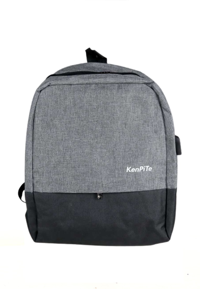Hamlin Rivanka Tas Ransel Laptop Unisex Backpack USB Charger Port Material Canvas ORIGINAL - Gray