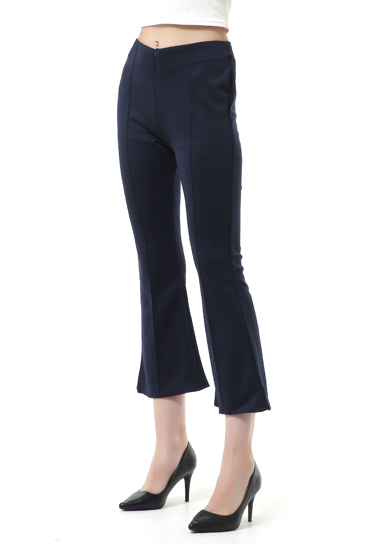 Hamlin Stella Celana Kerja Wanita Long Pants Cutbray Simple Design Material Scuba ORIGINAL - Navy