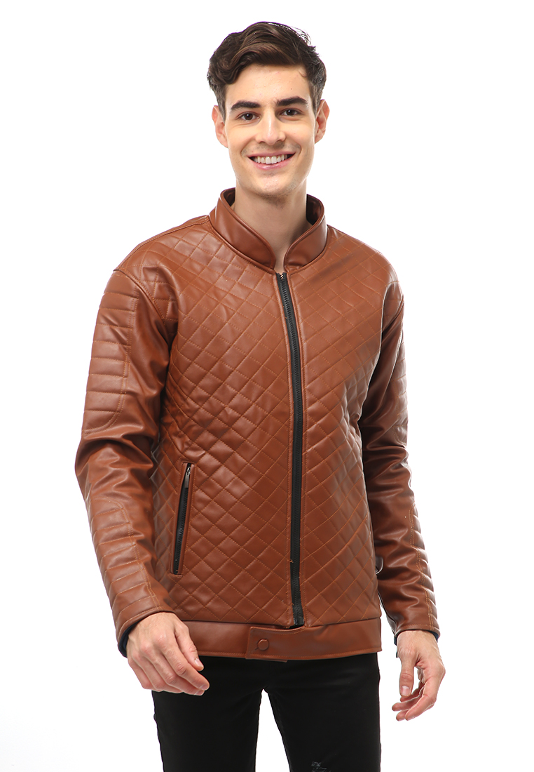 Hamlin Halbert Outerwear Jaket Kulit Pria Waterproof & Windproof Material Leather ORIGINAL - Brown