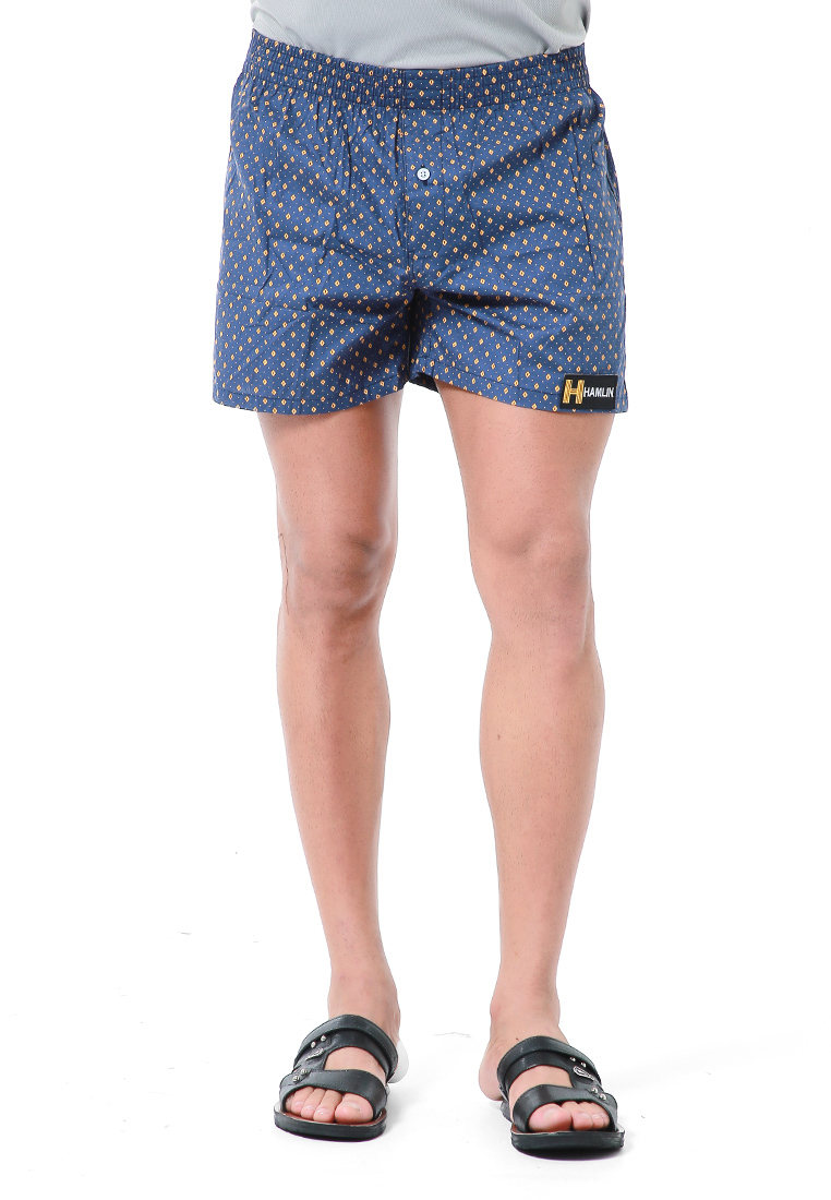 Hamlin Grissham Celana Pendek Pria Short Boxer Motif Polkadot Material Cotton ORIGINAL - Blue