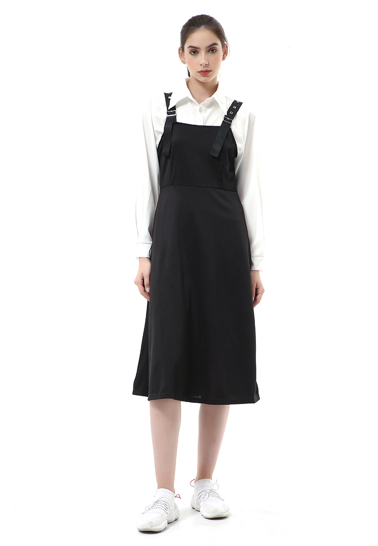 Hamlin Nayra One Set Setelan Kemeja Dress Kodok Wanita Lengan Panjang Material Sutra ORIGINAL - Whit