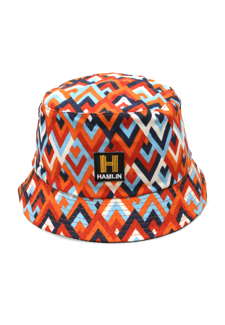 Hamlin Kai Topi Bucket Motif Etnik Casual Hat Pria Wanita Material Canvas ORIGINAL - Orange