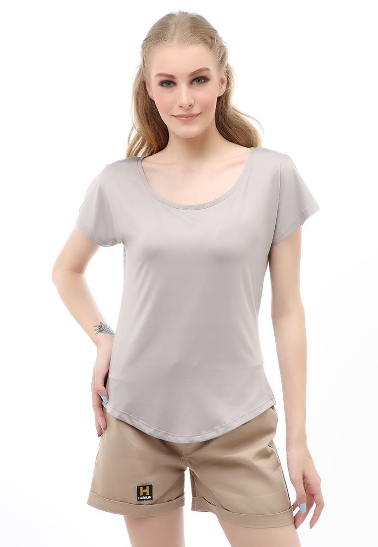 Hamlin Wish Kaos Sport Wanita Model Jaring Belakang Material Polyester ORIGINAL - Gray