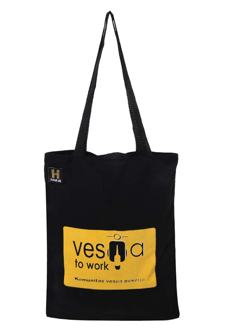 Hamlin Erico Totebag Pria Vespa To Work Tas Jinjing Kasual Material Drill ORIGINAL - Black