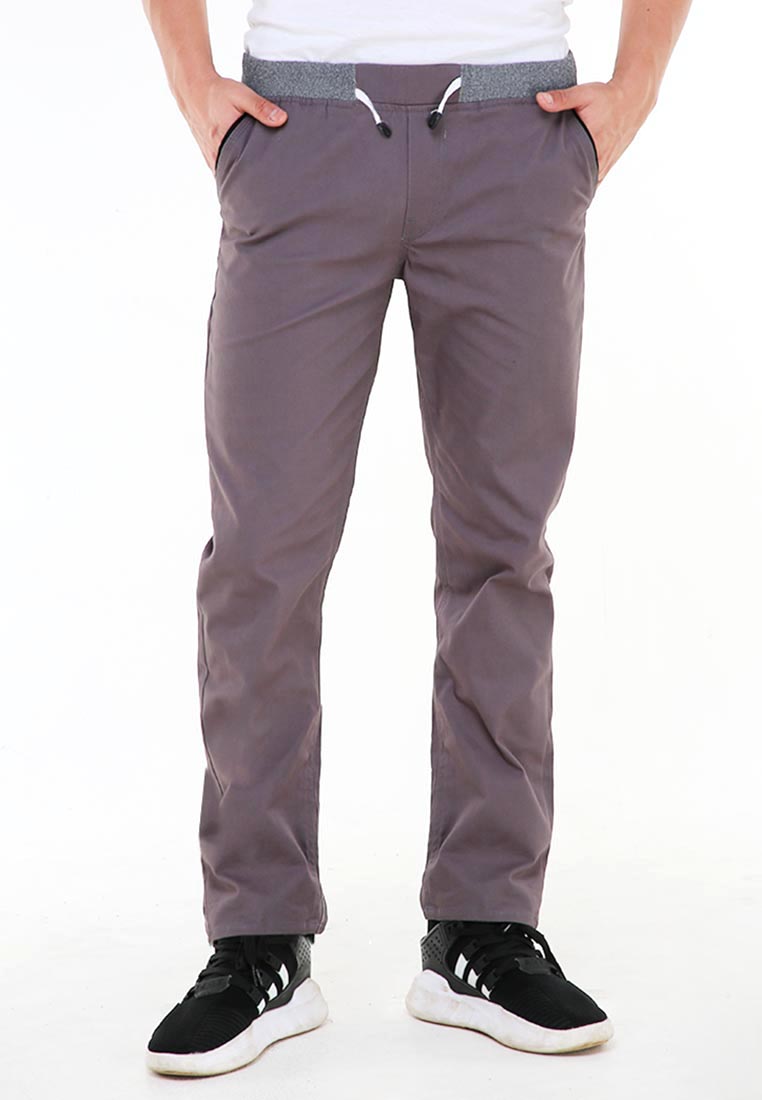 Hamlin Locko Casual Long Pants Chino Pria Karet Elastis Material Cotton ORIGINAL - Grey