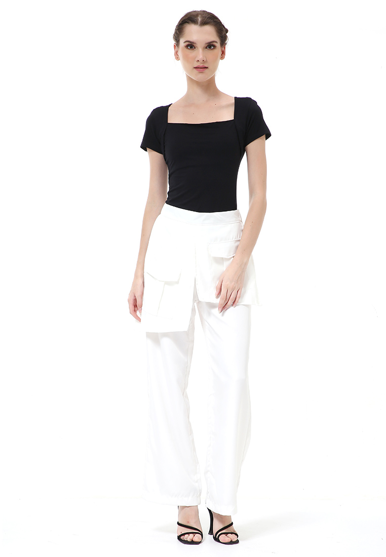 Hamlin Stella Long Pants Celana Panjang Kasual Wanita Model Pocket Material Cotton ORIGINAL - White