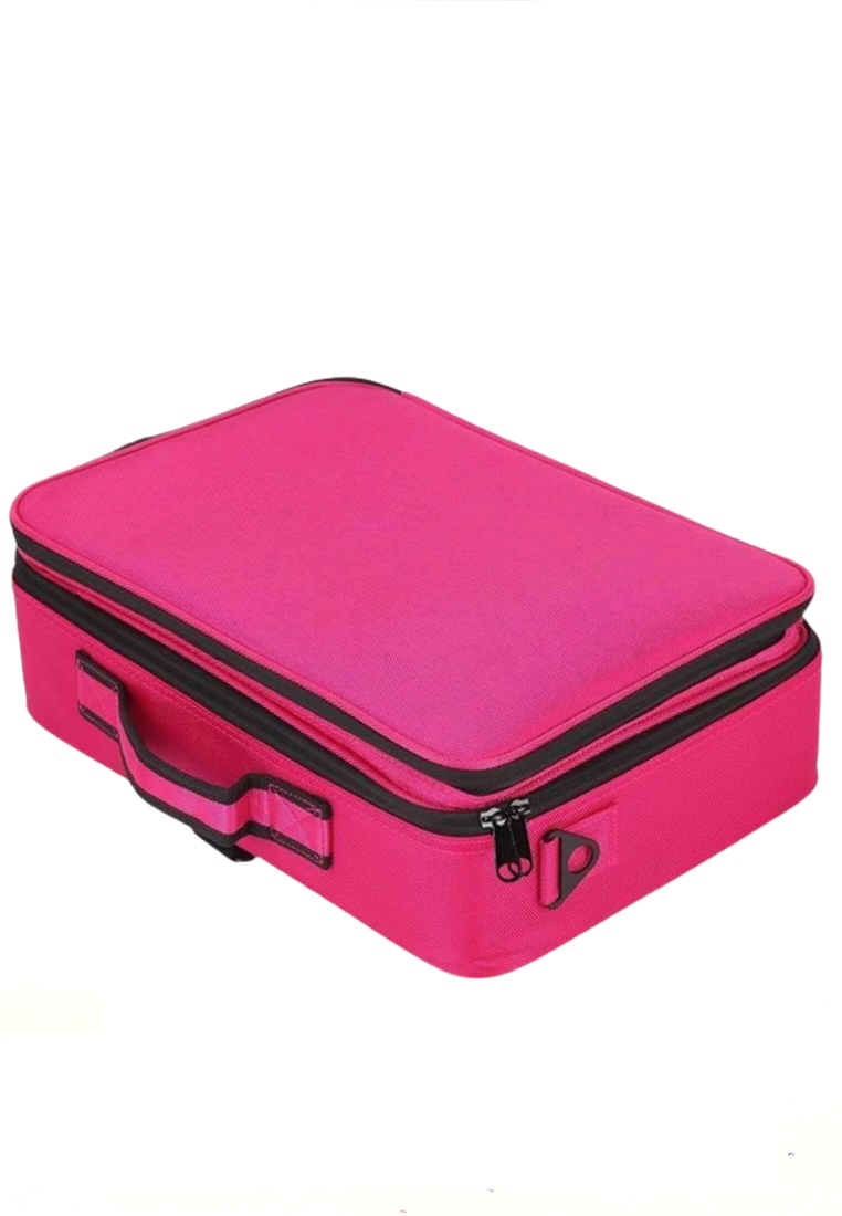 Hamlin Elmar Tas Kosmetik Make Up Travel Organizer Bag Wanita Material Nylon PVC ORIGINAL - Rose Red
