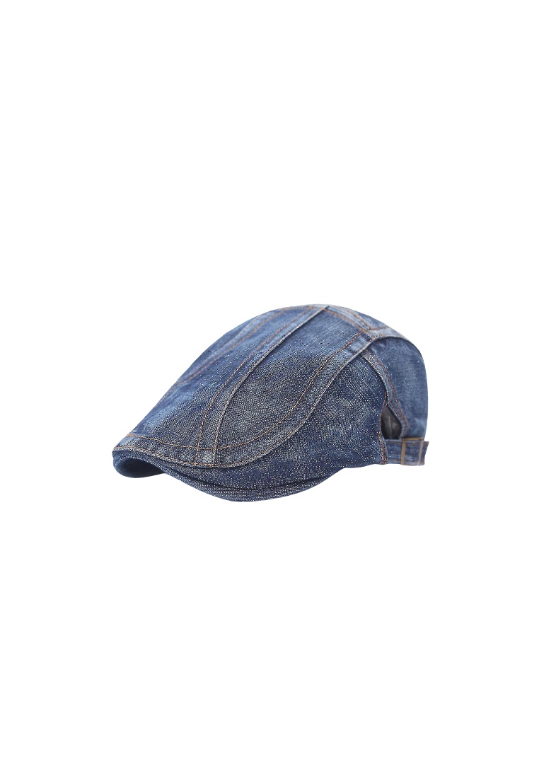 Hamlin Topi Baret Pria Denim Retro Casual - J-87 - Dark Blue