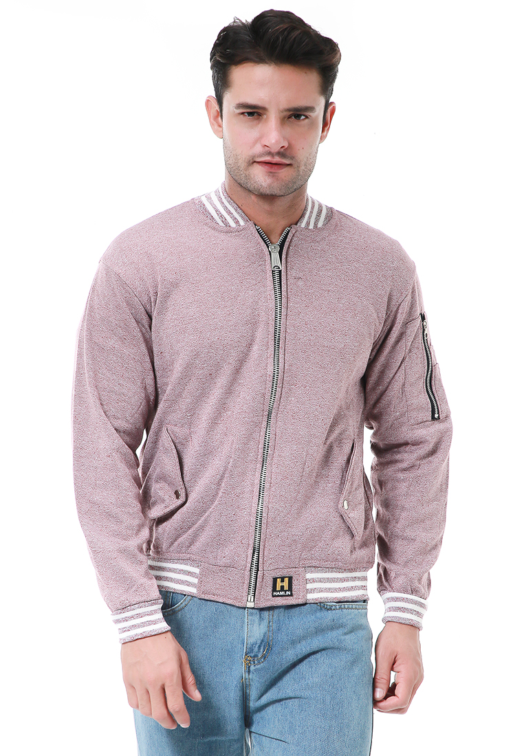 Hamlin Cyrano Outerwear Pria Jaket Bomber Pria Motif Polos Material Baby Tery ORIGINAL - Red