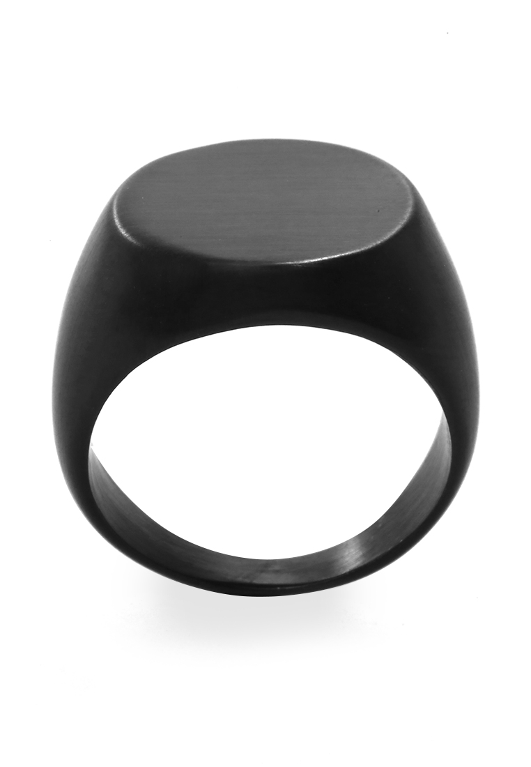 Hamlin Daisy Cincin Signet Ring Desain Oval Aksesoris Pria Wanita Material Titanium ORIGINAL - Black