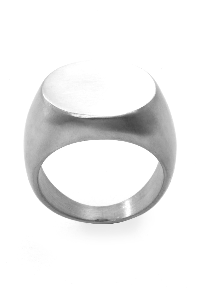 Hamlin Daisy Cincin Signet Ring Desain Oval Aksesoris Pria Wanita Material Titanium ORIGINAL - Silve
