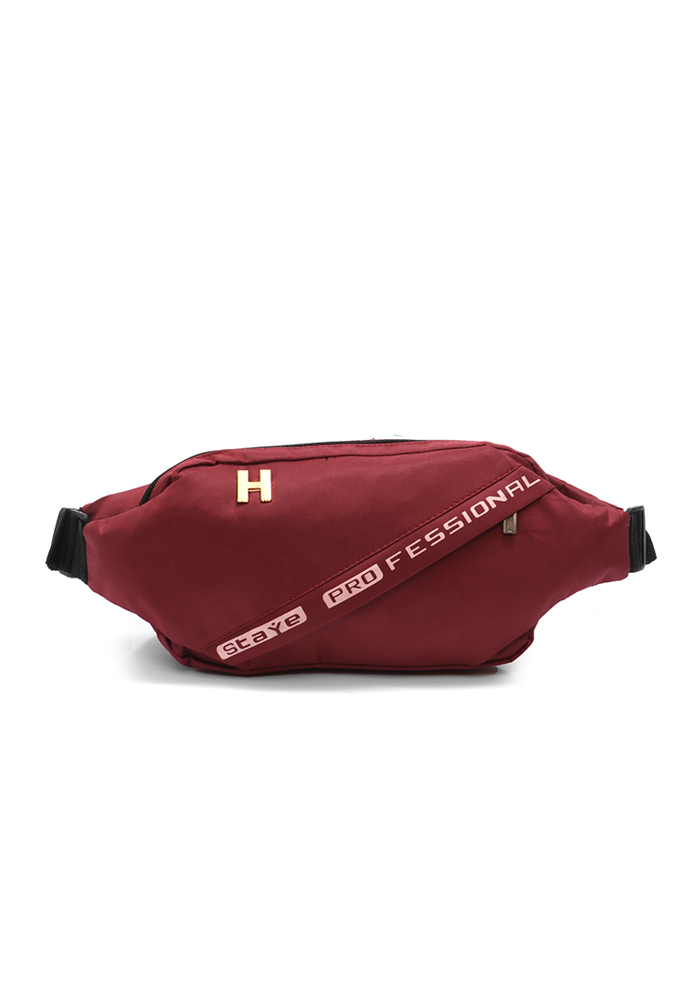 Hamlin Atera Waistbag Pria Casual Fashion Style Large Storage Material Canvas ORIGINAL - Maroon
