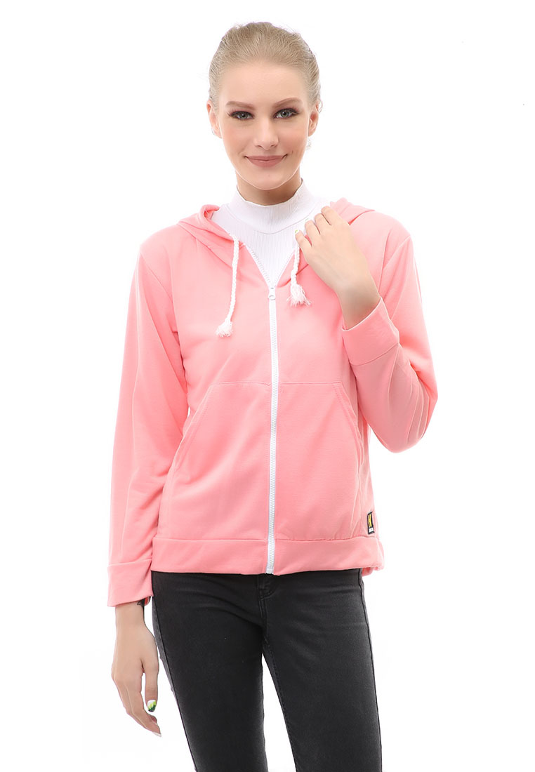 Hamlin Hardwin Jacket Outer Wanita Funny Model Polos Material Babyterry ORIGINAL - Pink