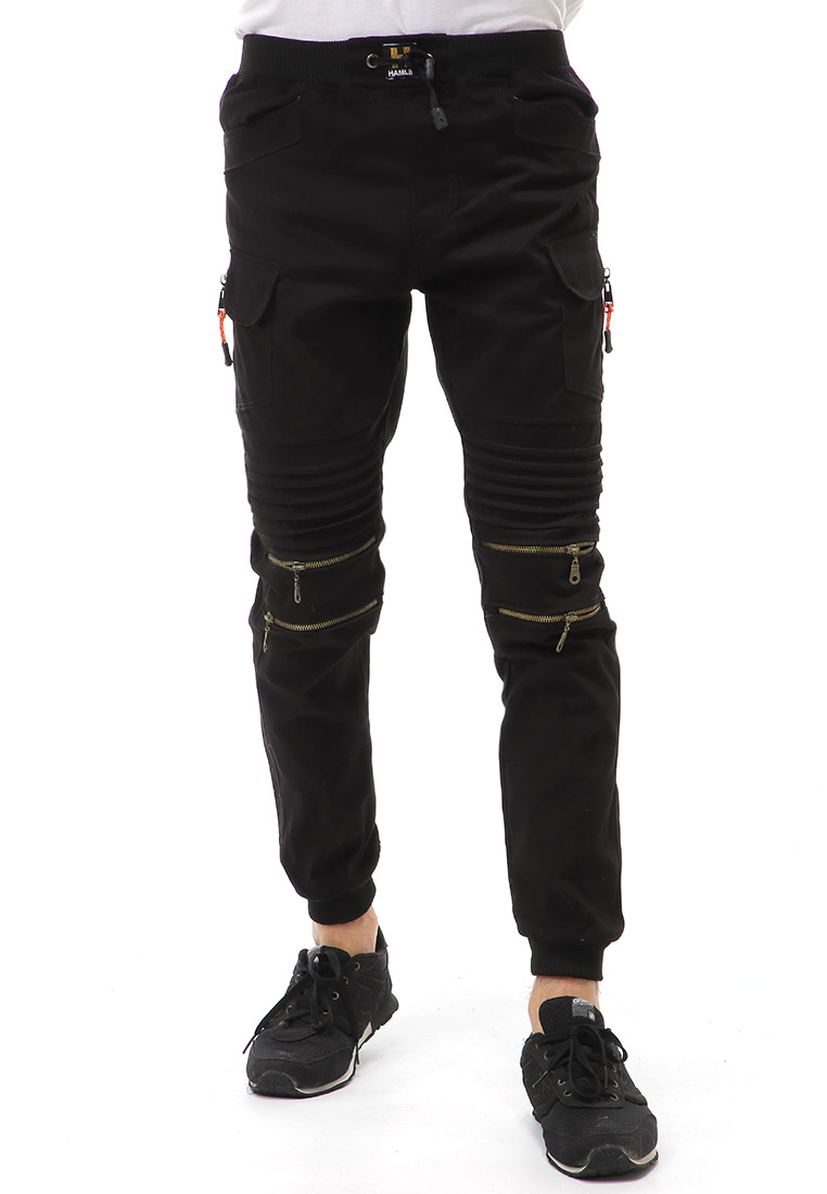 Hamlin Locko Celana Panjang Jogger Cargo Pria Resleting Material Cotton Twill ORIGINAL - Black