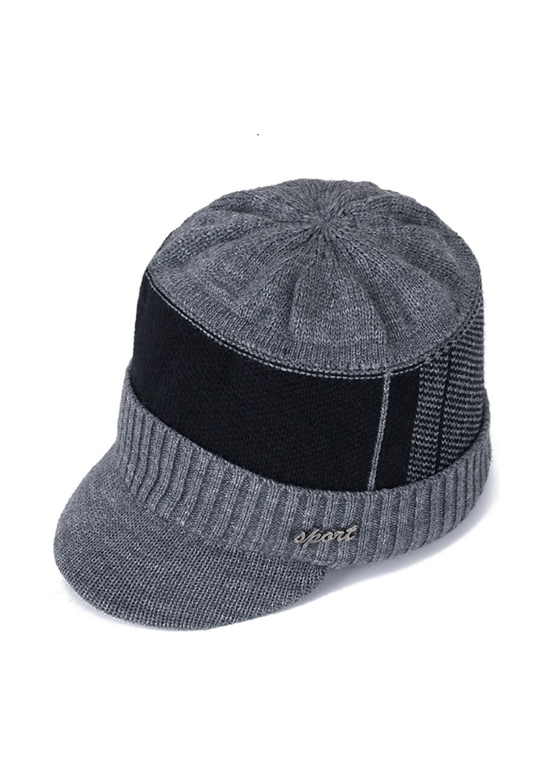 Hamlin Cayson Topi Musim Dingin Rajut Pria Winter Knitted Caps Beanies Material Wool ORIGINAL - Grey