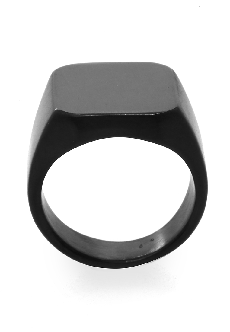 Hamlin Daisy Aksesoris Pria Wanita Cincin Desain Kotak Material Titanium ORIGINAL - Black Doff
