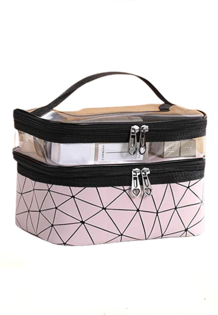 Hamlin Elmar Tas Kosmetik Make Up Travel Wanita Organizer Bag Material Nylon Vinil ORIGINAL - Pink