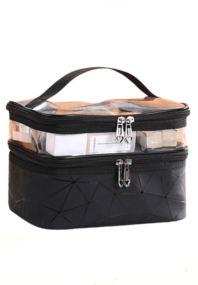 Hamlin Elmar Tas Kosmetik Make Up Travel Wanita Organizer Bag Material Nylon Vinil ORIGINAL - Black