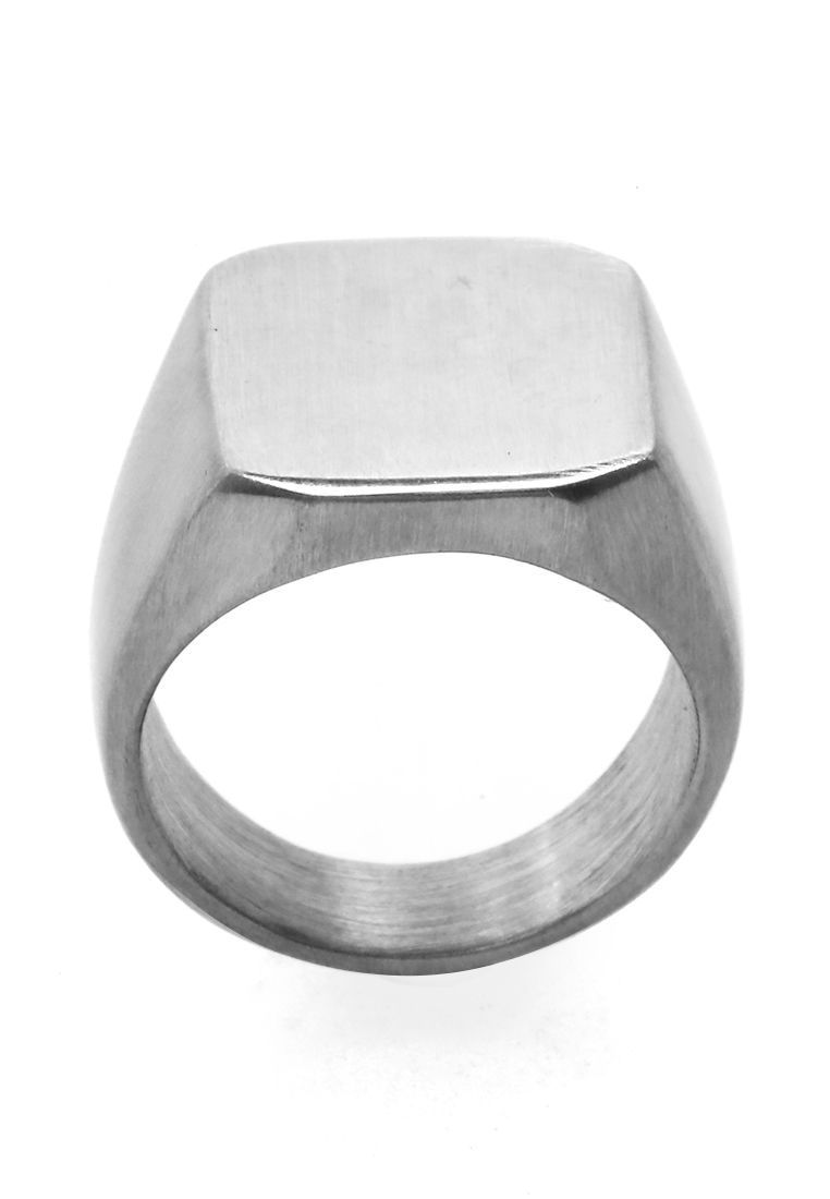 Hamlin Daisy Aksesoris Pria Wanita Cincin Desain Kotak Material Titanium ORIGINAL - Silver Doff