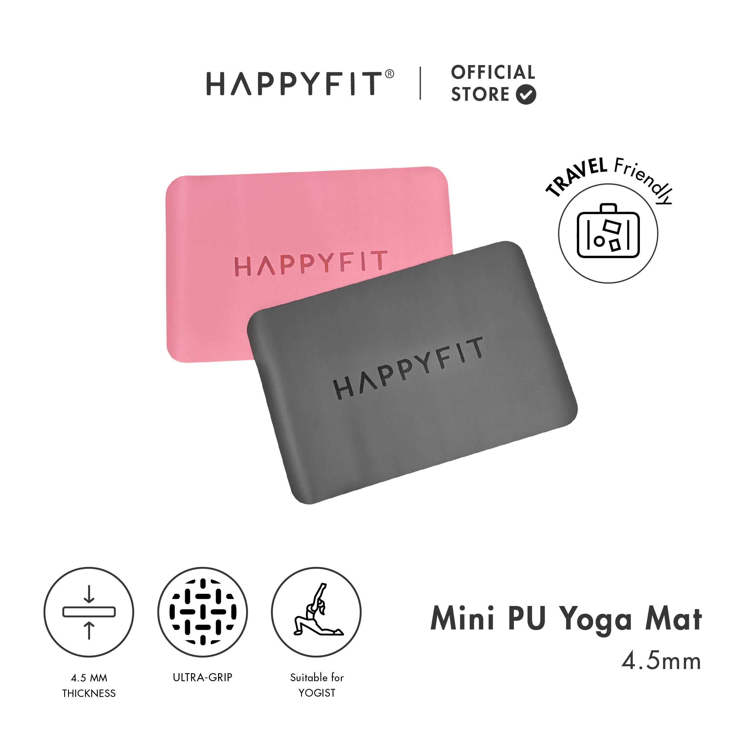 HAPPYFIT Mini PU Premium Yoga Mat Berry