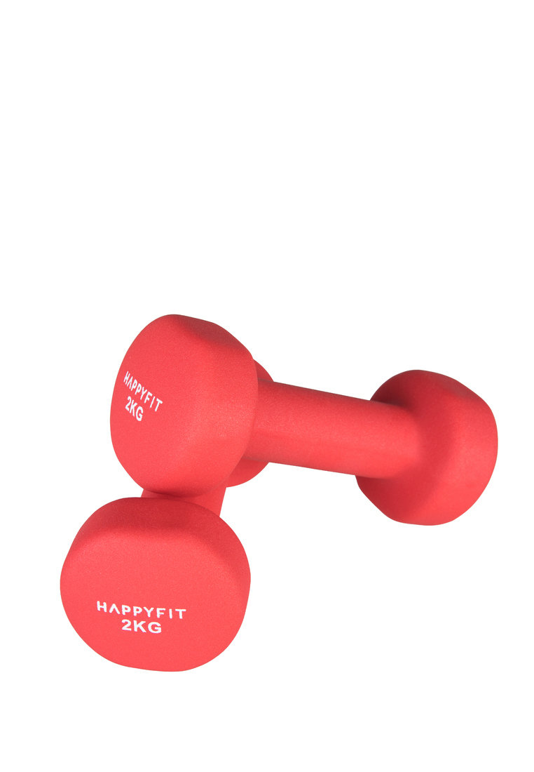 HAPPYFIT DUMBBELL NEOPRENE 2KG (2PCS) - RED