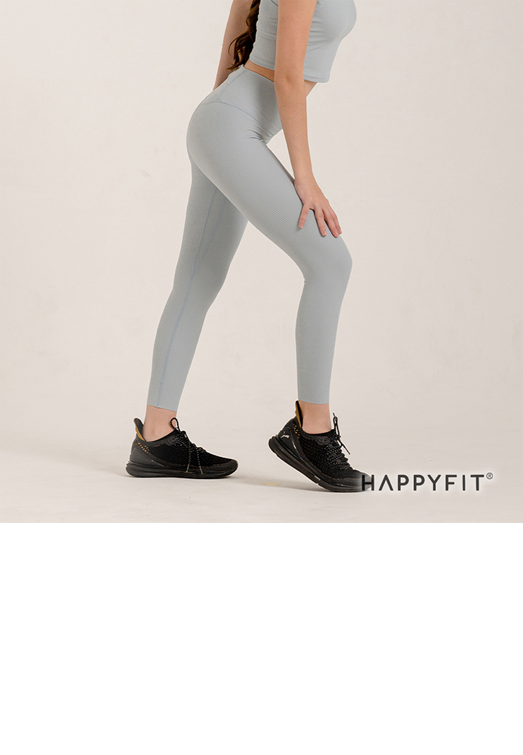 HAPPYFIT Leggings Ribbed Mid High Waist - Mint Green
