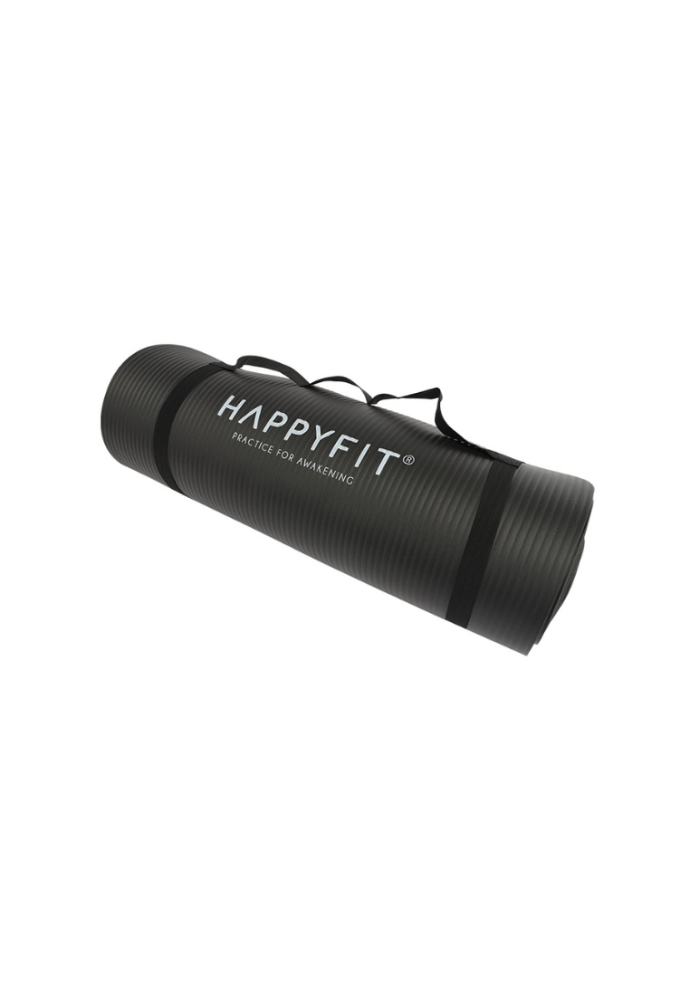 HAPPYFIT Yoga Mat Polos NBR 15mm Free Strap Black