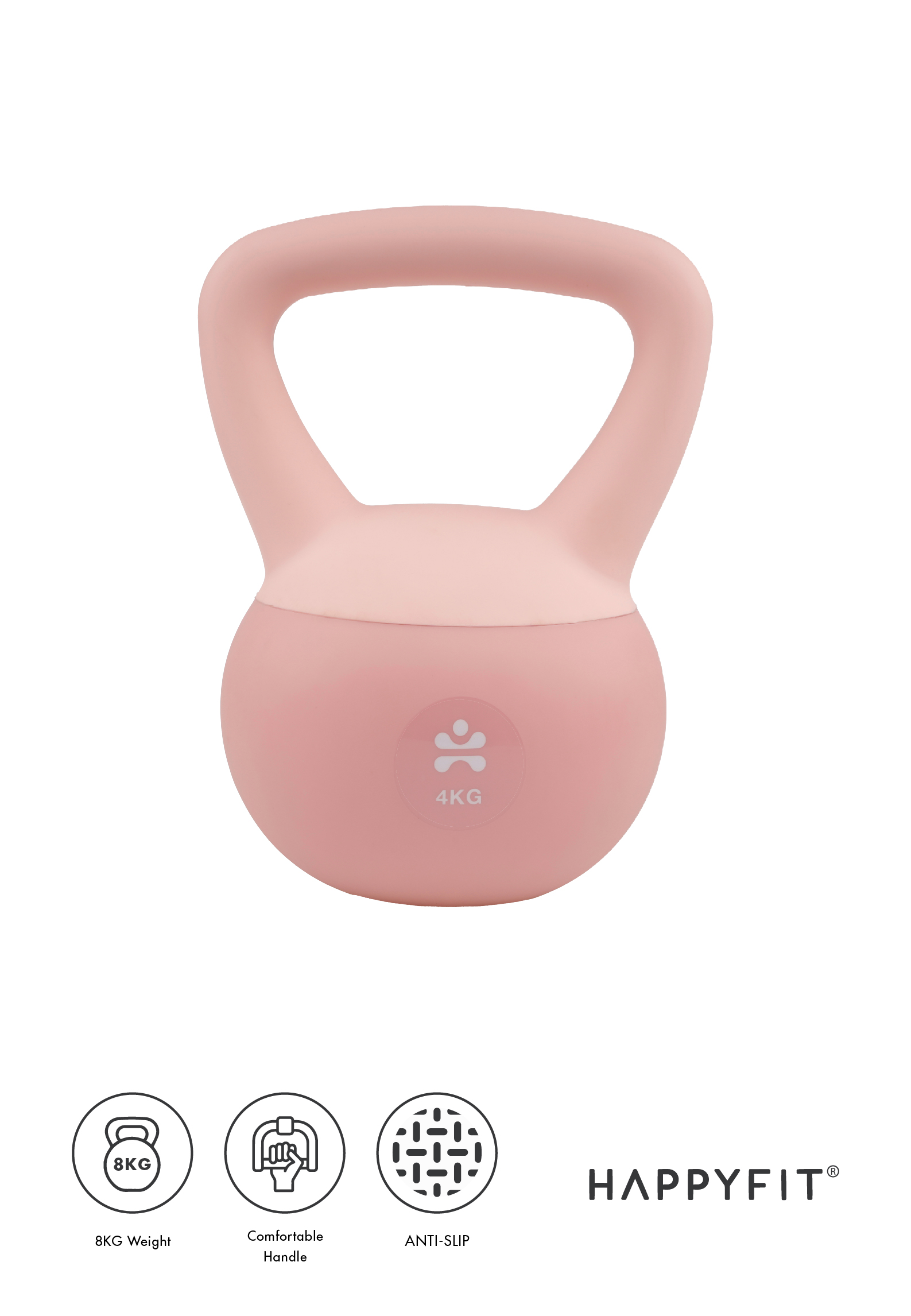 HAPPYFIT SOFT KETTLEBELL 4KG - PINK