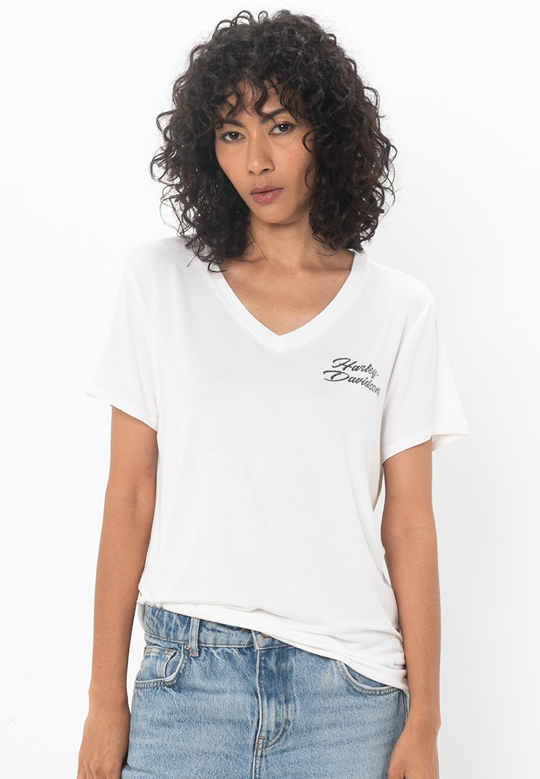 Harley Davidson Harley-Davidson® Rose & Thorn Bling V Neck Tee