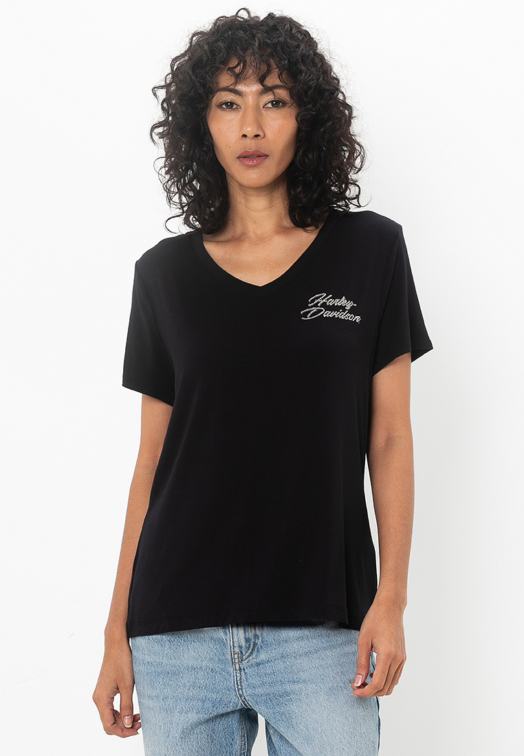 Harley Davidson Harley-Davidson® Rose & Thorn Bling V Neck Tee