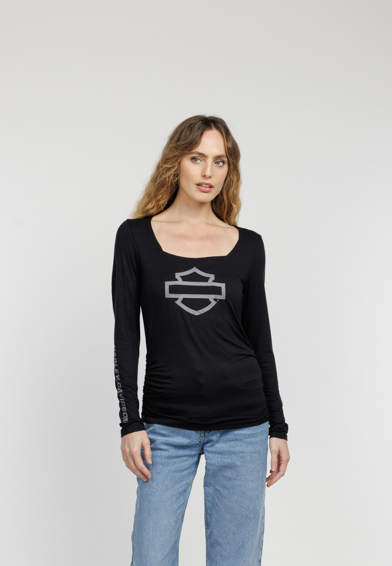 Harley Davidson Harley-Davidson Bar & Shield Square Neck Long Sleeve Top