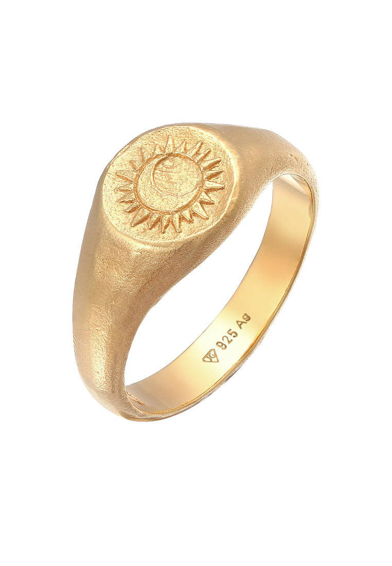 Haze & Glory Cincin Signet Ring Perak 925 Lapis Emas Unisex Sacred Sun