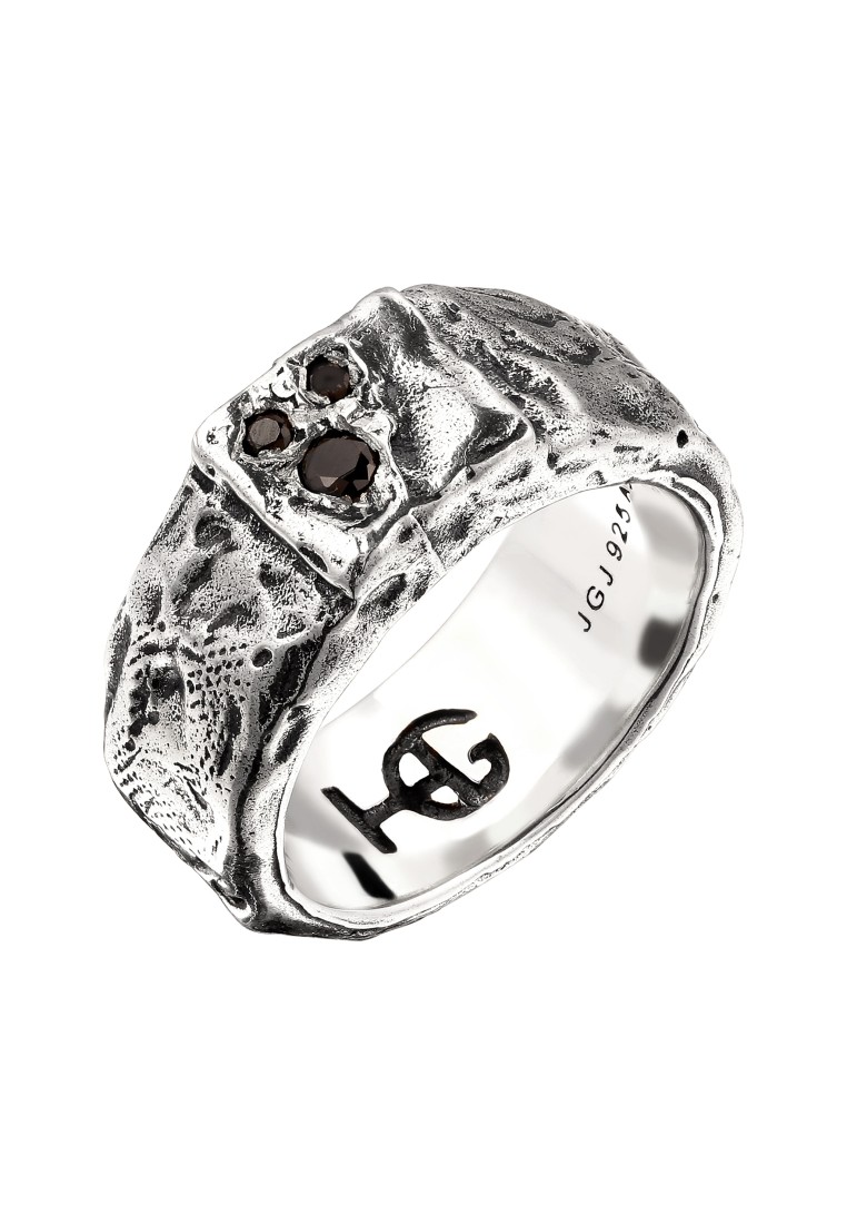 Haze & Glory Cincin Ring Perak 925 Pria Zirconia Vintage Mewah Berkilau