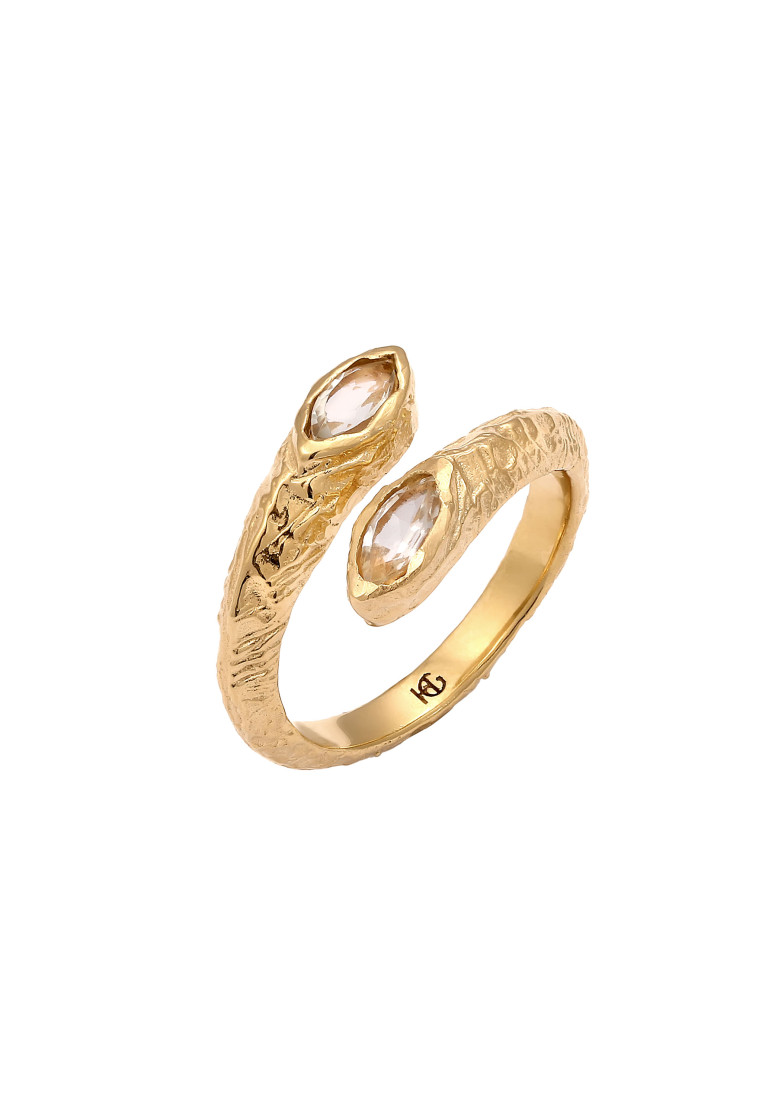 Haze & Glory Cincin Ring Perak 925 Lapis Emas Wanita Ametis Hijau Muda
