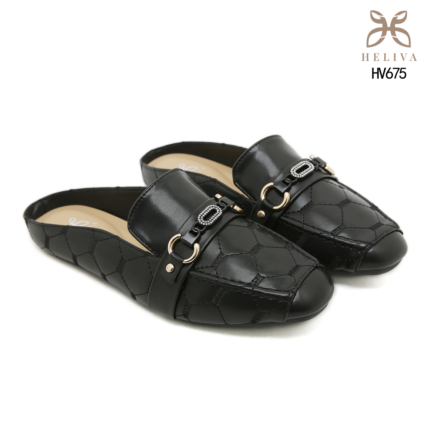 HELIVA MELLORA 1cm Quilted Flat Shoes Elegant Look HV675