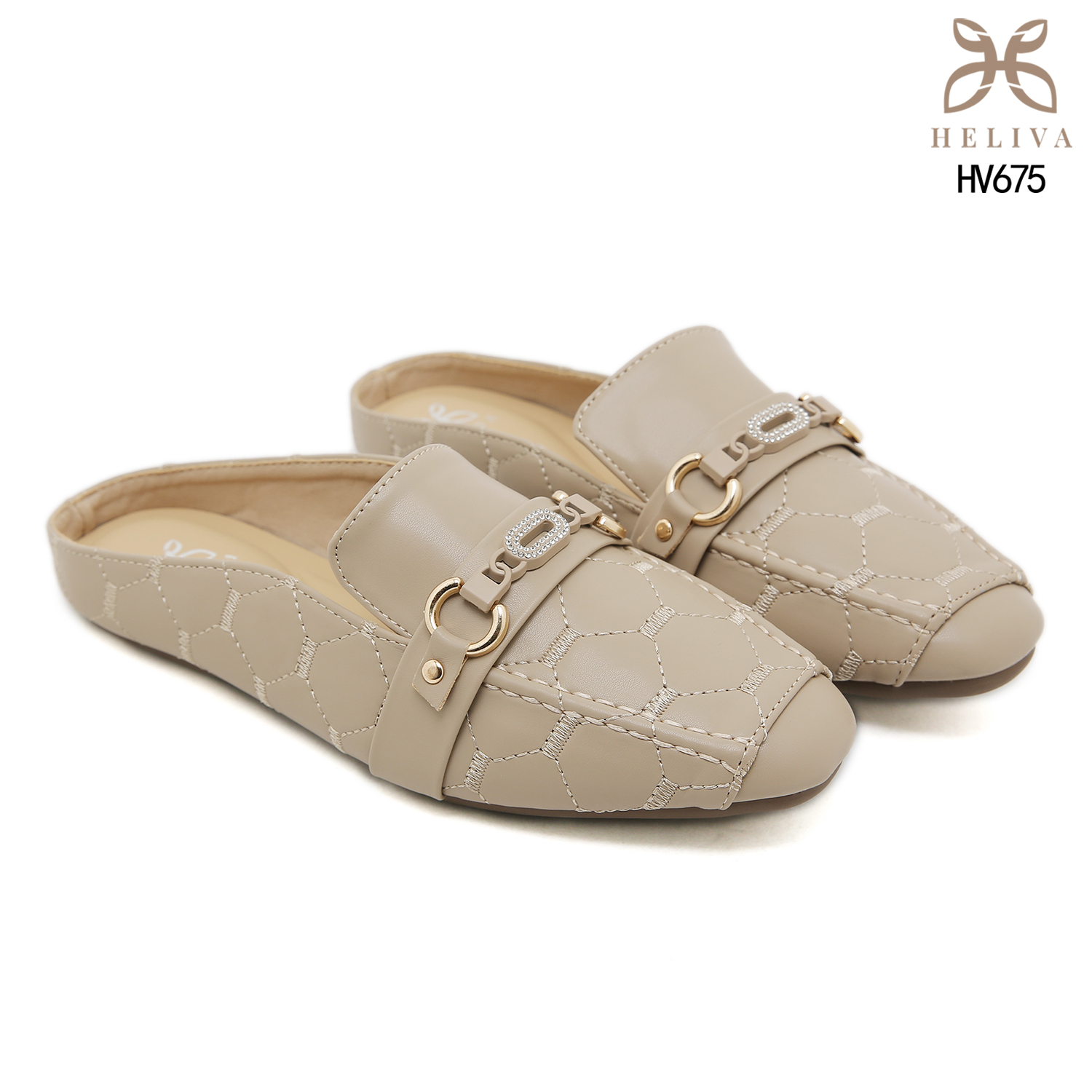 HELIVA MELLORA 1cm Quilted Flat Shoes Elegant Look HV675